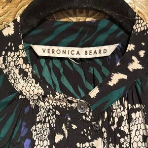 Veronica Beard Black and Green Patterned Blouse